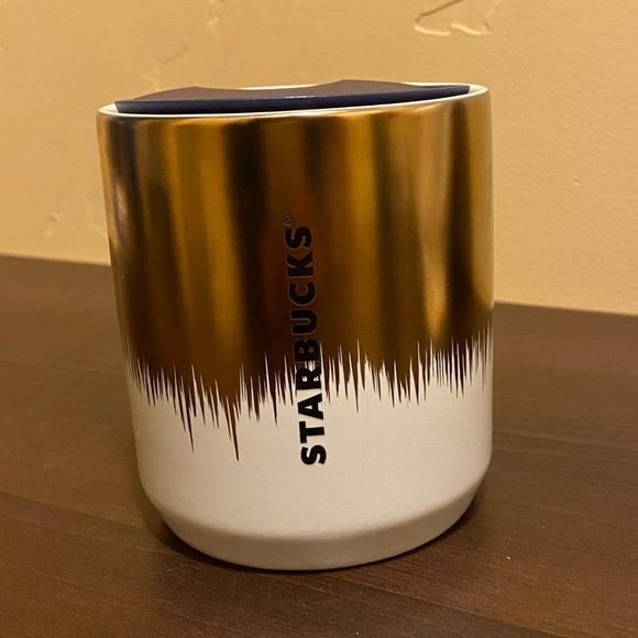 Starbucks RARE Gold and White Metallic Mug Tumbler